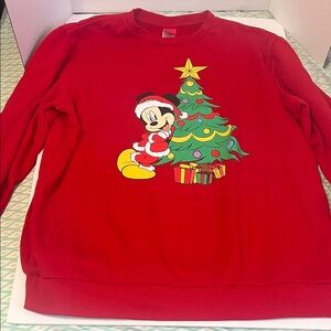 Disney Red Crewneck Sweater with Festive Mickey Design